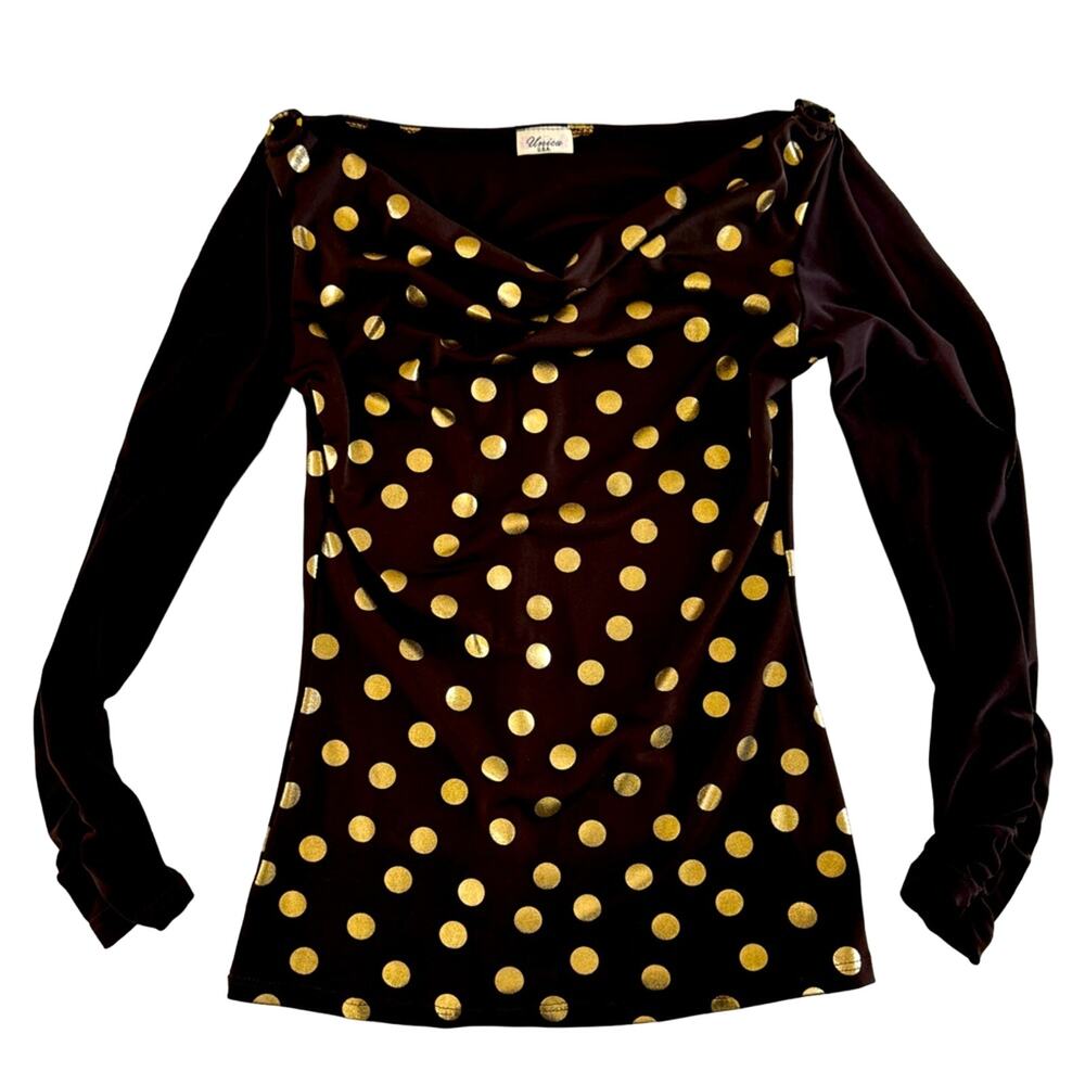 Y2K split sleeve polkadot top